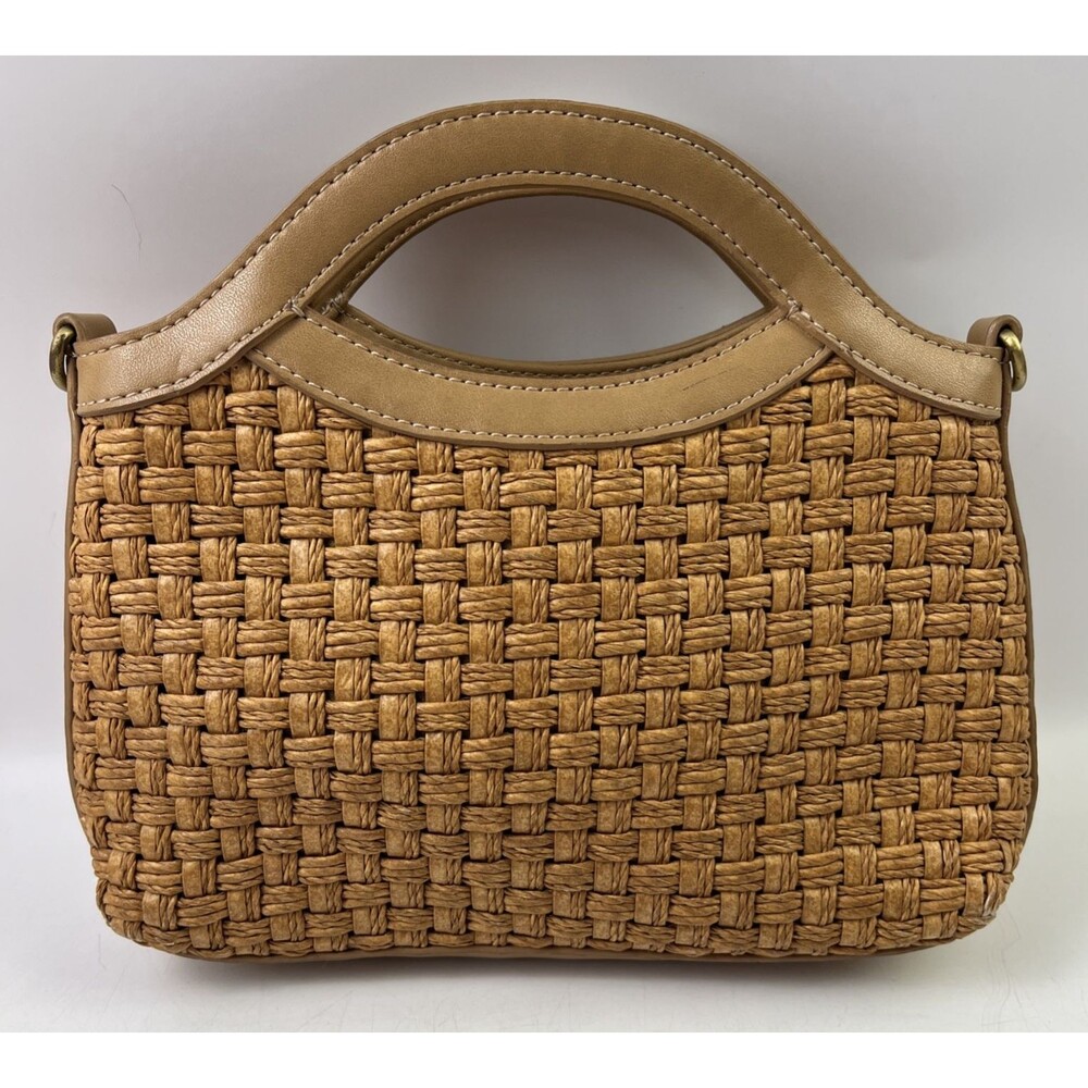 Fossil Beige Rattan Handbag/Purse SL3656 Size: 9.5"x8.5"x2.25"